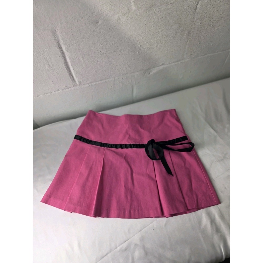 Vintage Papaya Y2k Pleated Micro‎ Mini Stretchy Academia Clueless Skirt M Medium